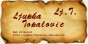 Ljupka Topalović vizit kartica